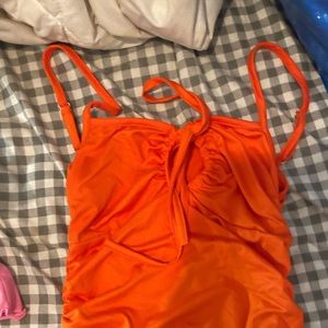 Orange Bodycon Keyhole Mini Dress